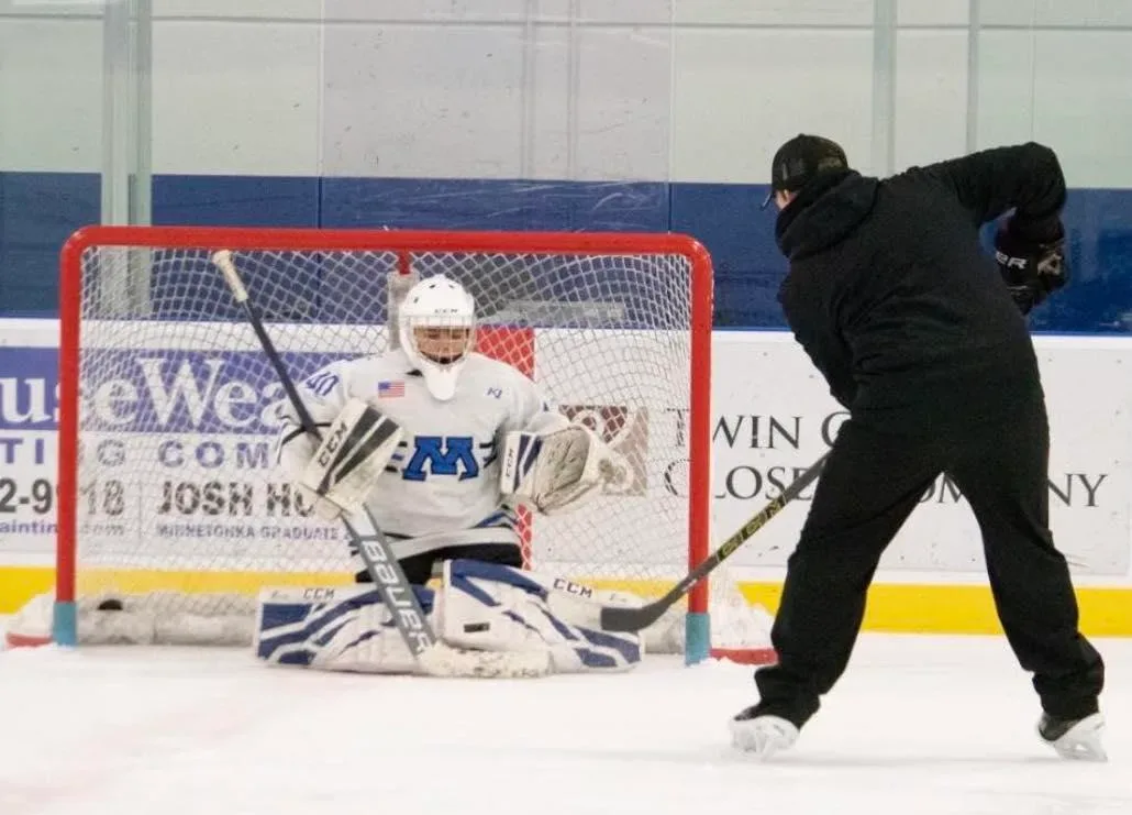 A Minnetonka goalie making a save